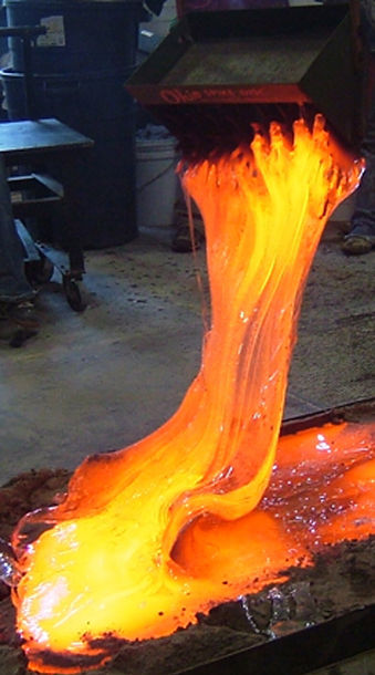 Molten glass rising to the sk