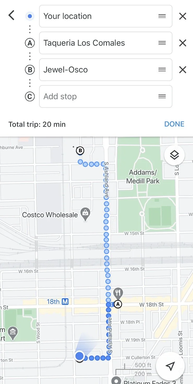 Screenshot of Google Maps’ direction services.