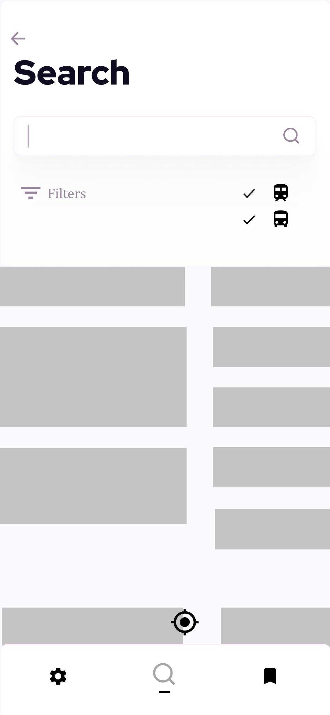 Initial wireframe for Chi-Route’s search page.