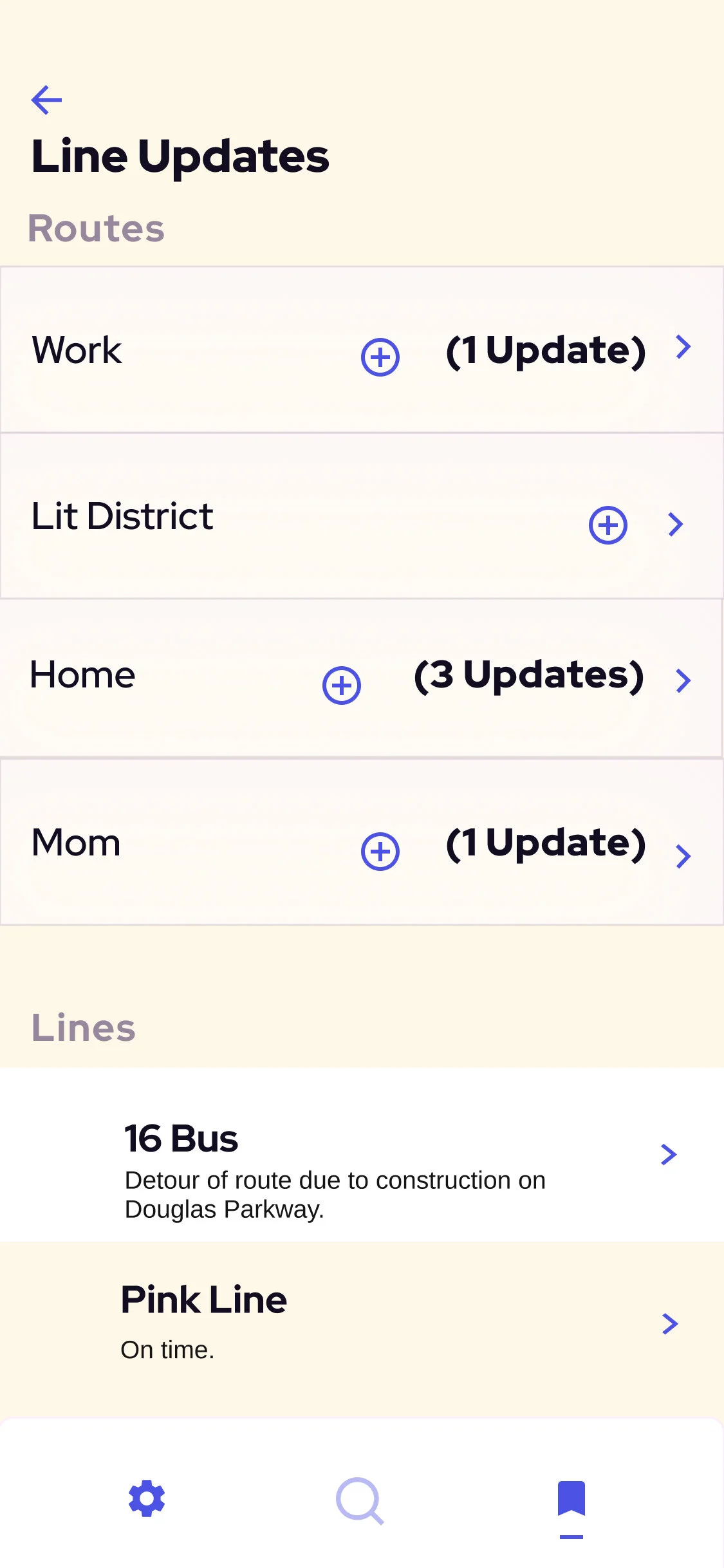 Screenshot of the user’s interface when deciding between which Routes to which they are adding a line.