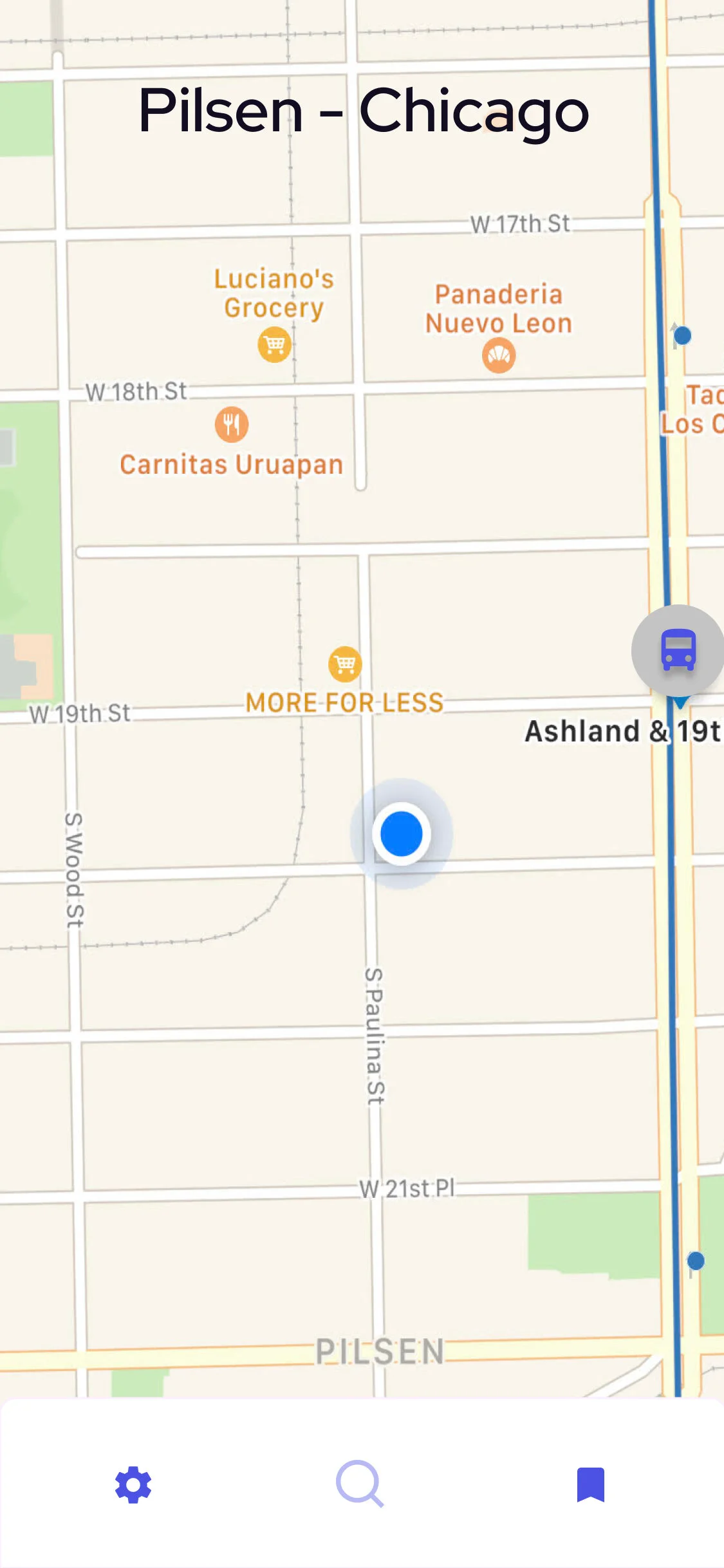 This app is tailored to Chicago and reflects the specificities of the City of Neighborhoods, identifying where users are by neighborhood name in the main map.