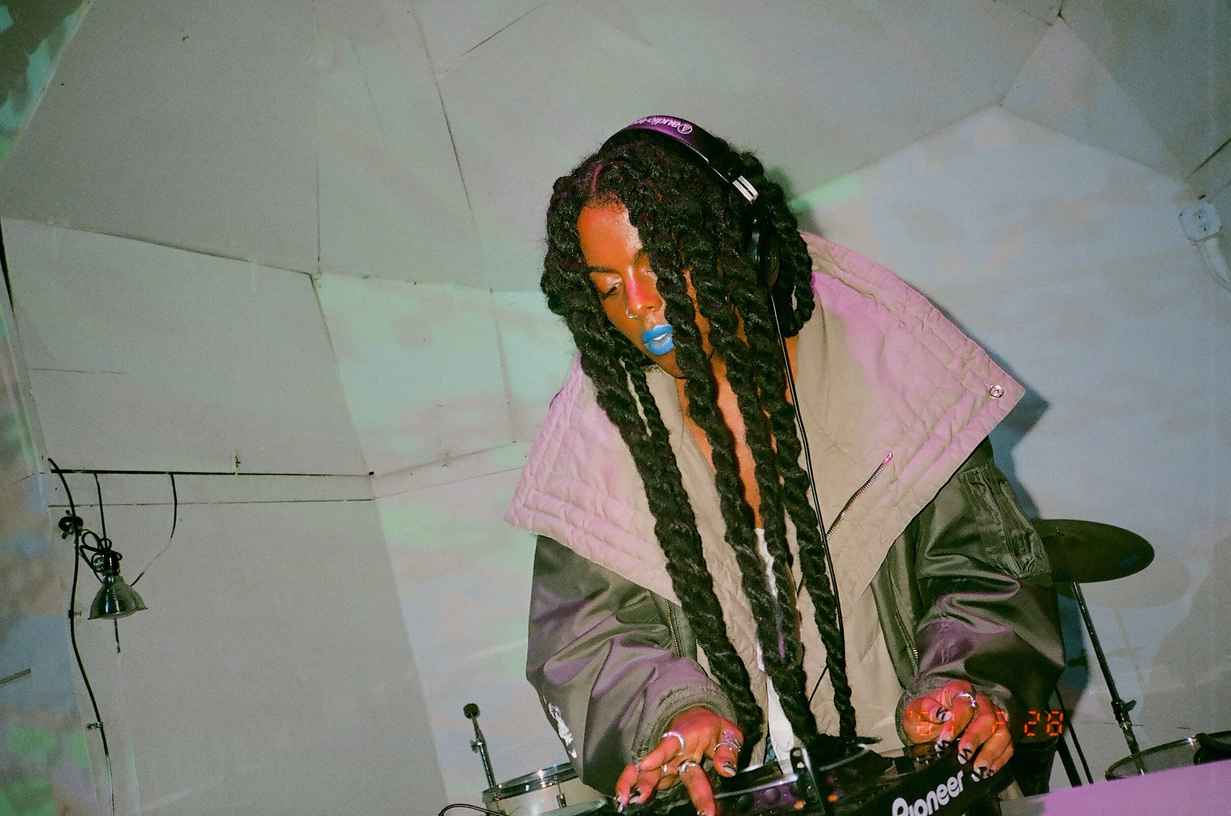 Photo of Juliana Huxtable DJing at Secret Project Robot.