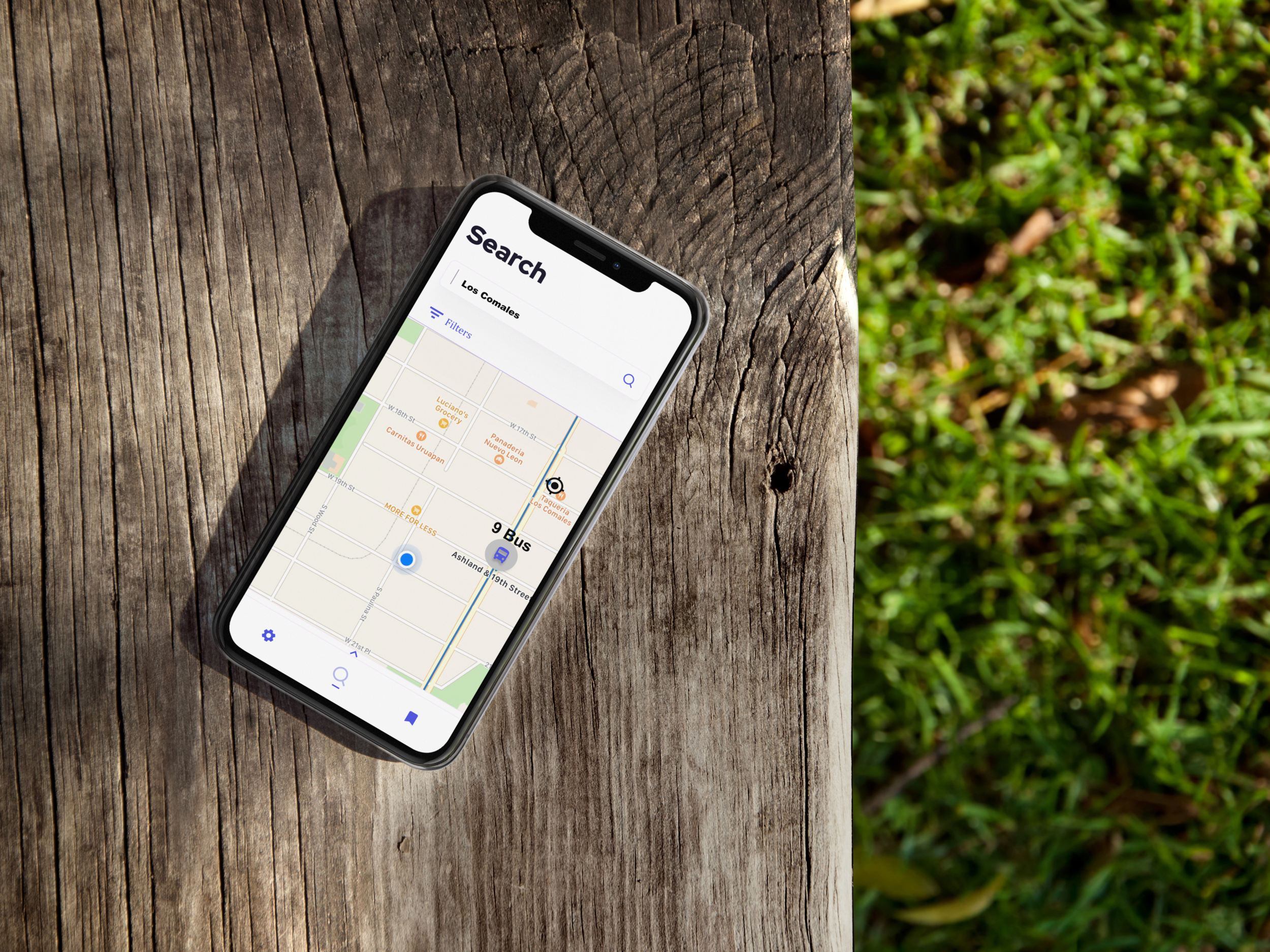 Photo of Chi-Route on an iPhone on a bench.