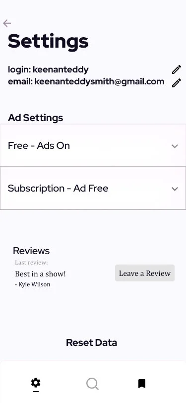 Initial wireframe for Chi-Route’s settings page.