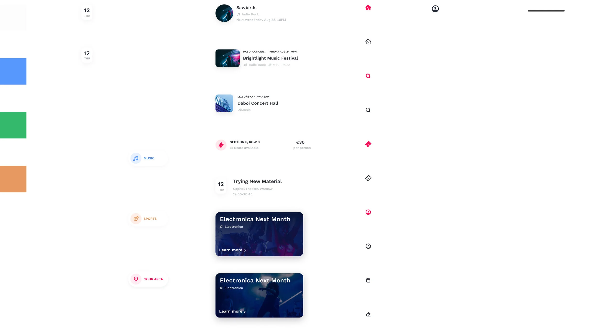 Screenshot of the elements I gathered to use for the LocalEyez app, categorized.