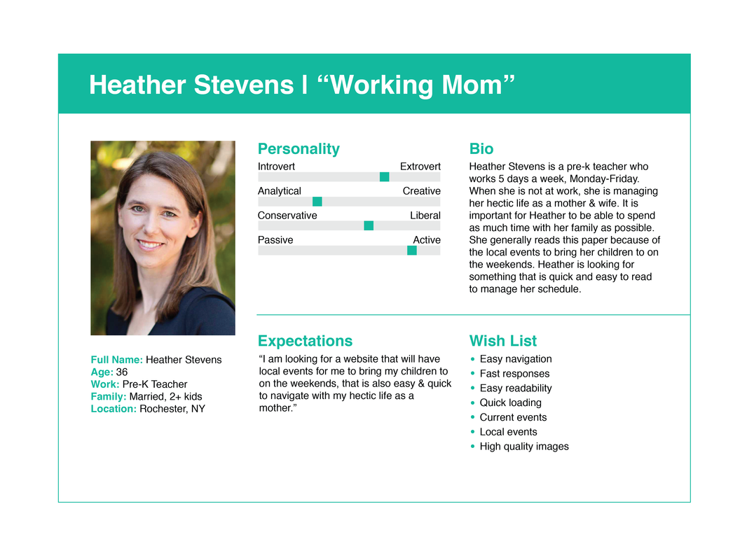 Graphic of Heather Stevens, of the Shawn persona, and her user story.