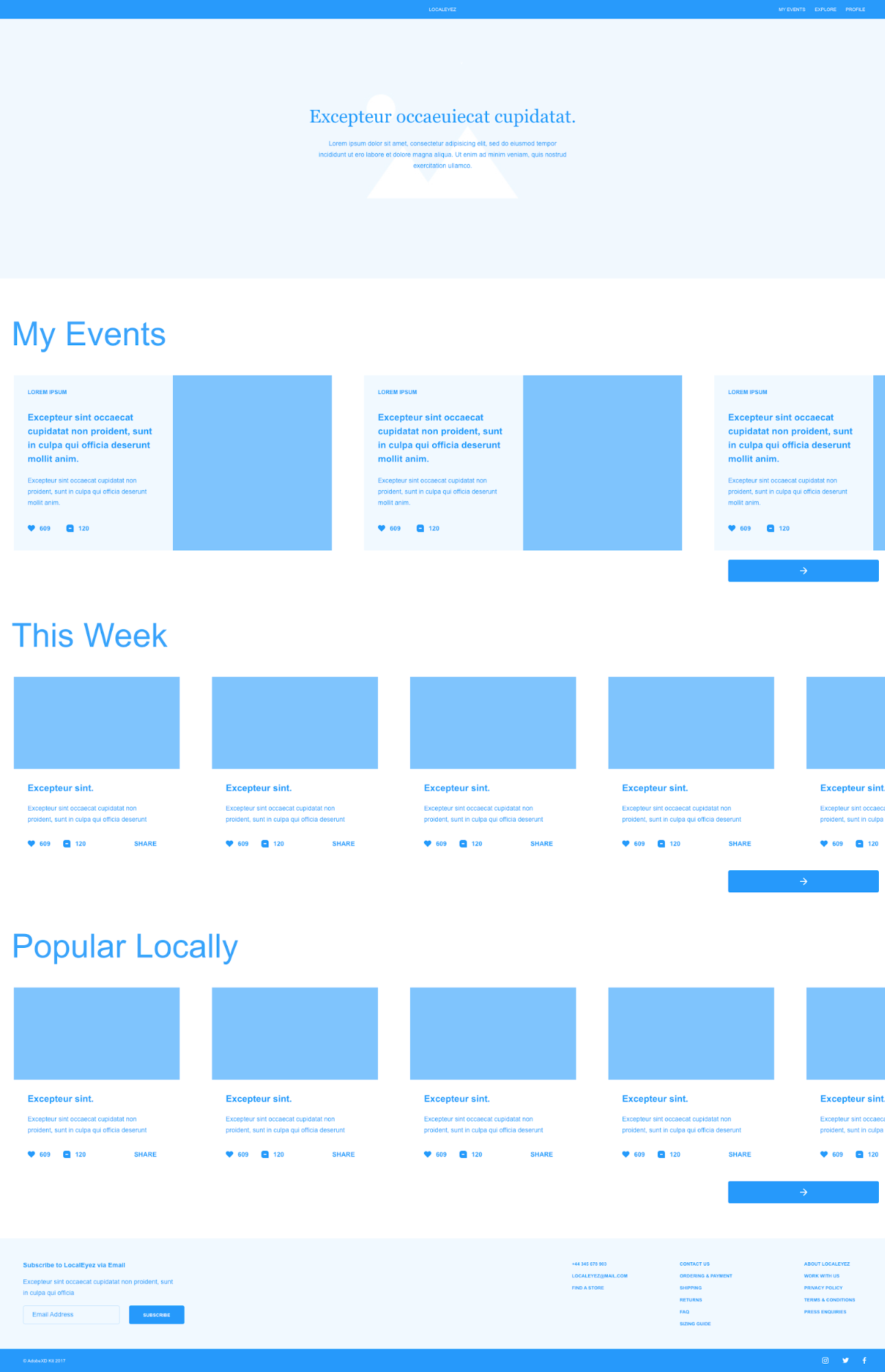 LocalEyez website wireframes that I used for the UI inventory.