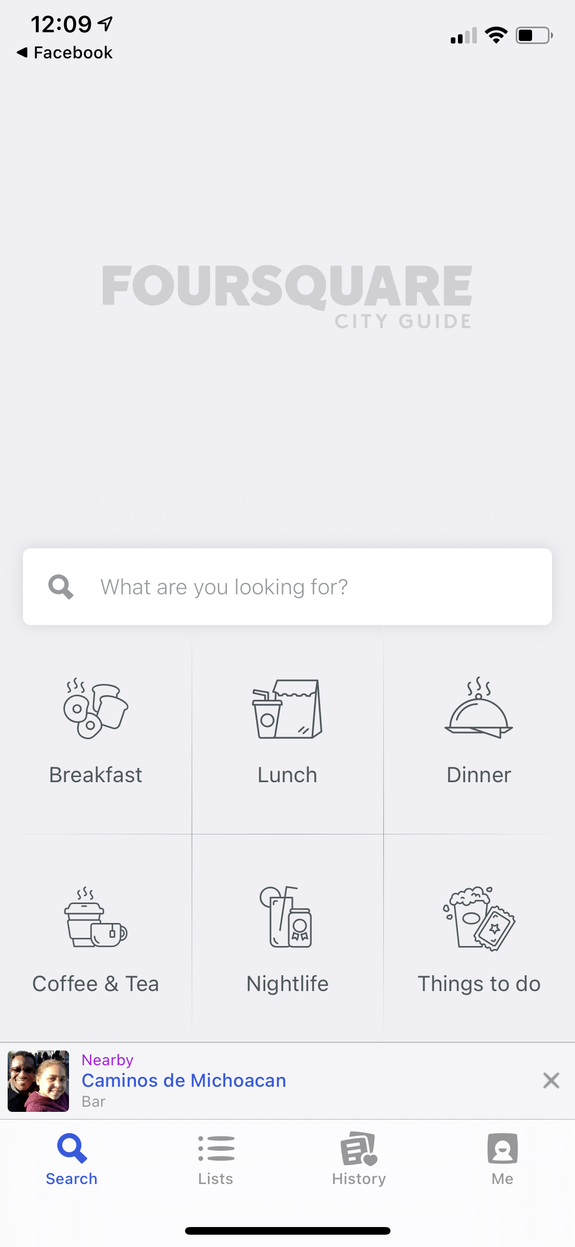 Screenshot of the Foursquare landing page.