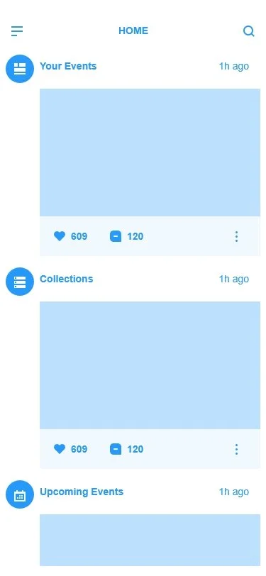 Initial wireframe of the layout for the Feed page.