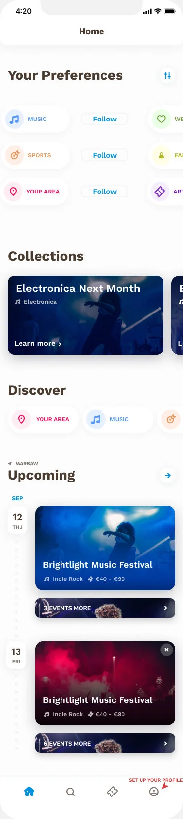 Home feed with loaded preferences.