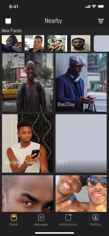 Frame of the home feed with filters applied to see only users of the persona’s same race.