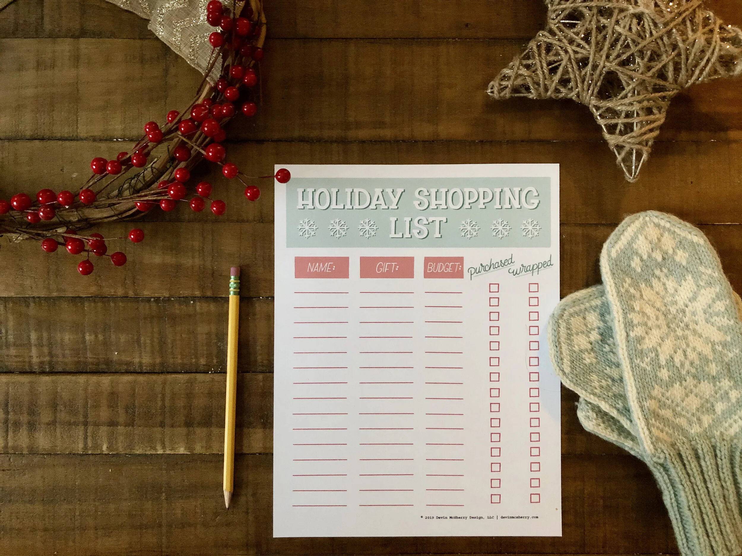 Holiday Shopping List - Free Download!