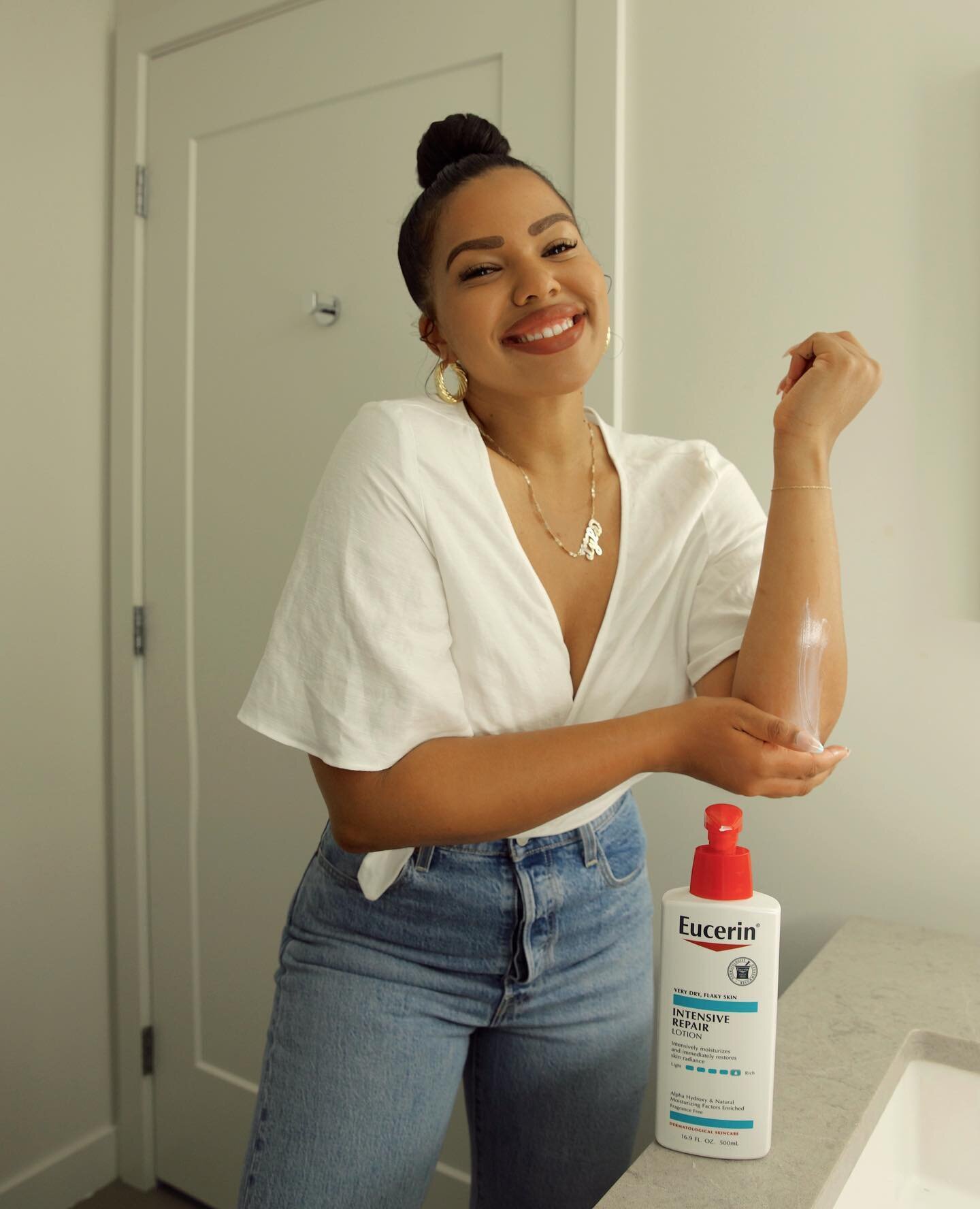 #ad Happy wellness month yall! Skincare and wellness go hand in hand and when my skin looks good I feel good. @EucerinUS Intensive Repair Lotion has been a staple in my wellness routine because it keeps my skin healthy looking and moisturized all yea