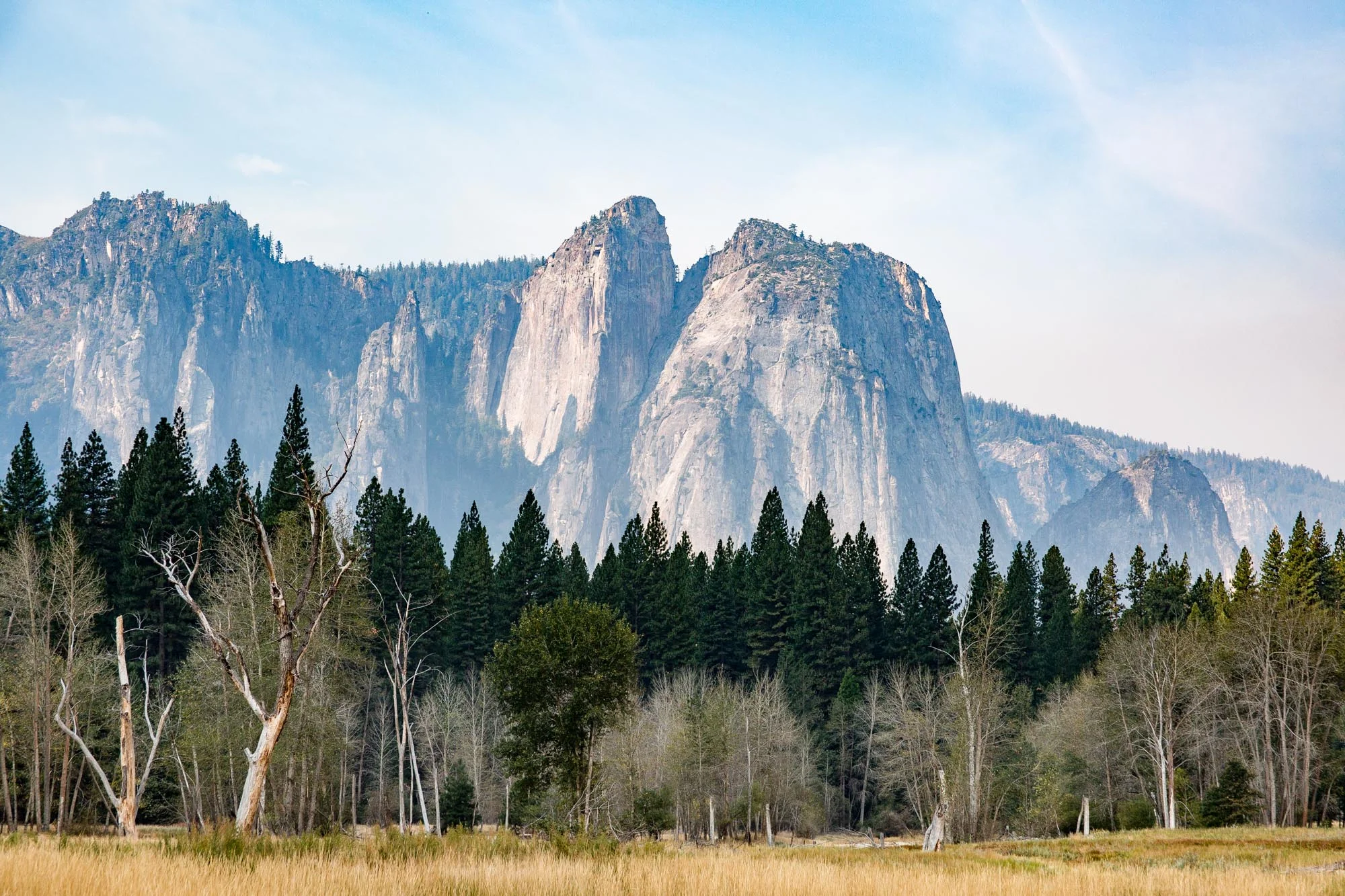 Yosemite Valley after the leaves have fallen from the trees