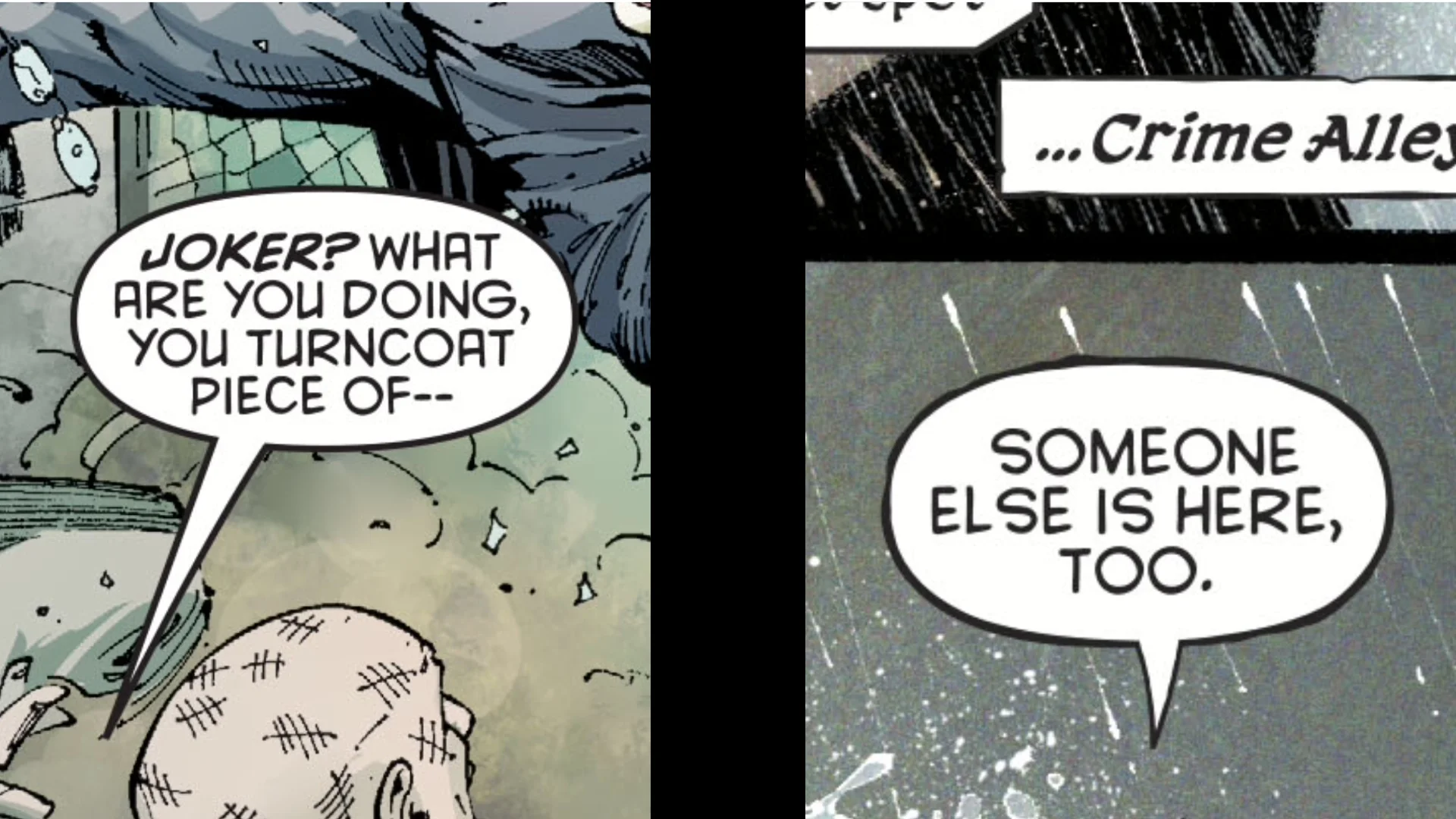 Left: Batman vol. 2, issue #1, credit: Greg Capullo, Jonathan Glapion, FCO, and Jimmy Betancourt Right: Batman: Last Knight on Earth #1 , credit: Greg Capullo, Jonathan Glapion, FCO, and Tom Napolitano