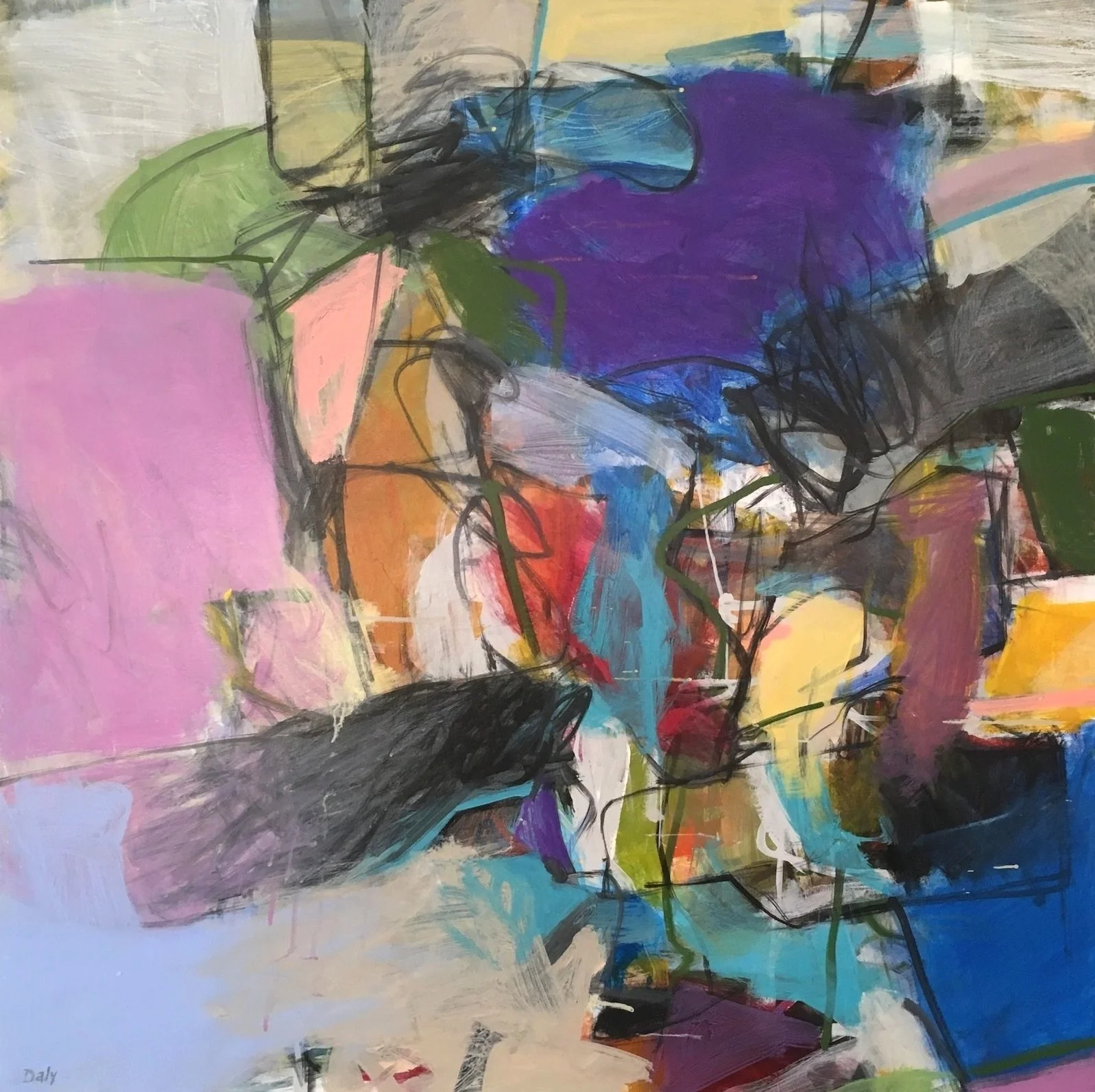“One for the Road” 34 x 34” acrylic on canvas