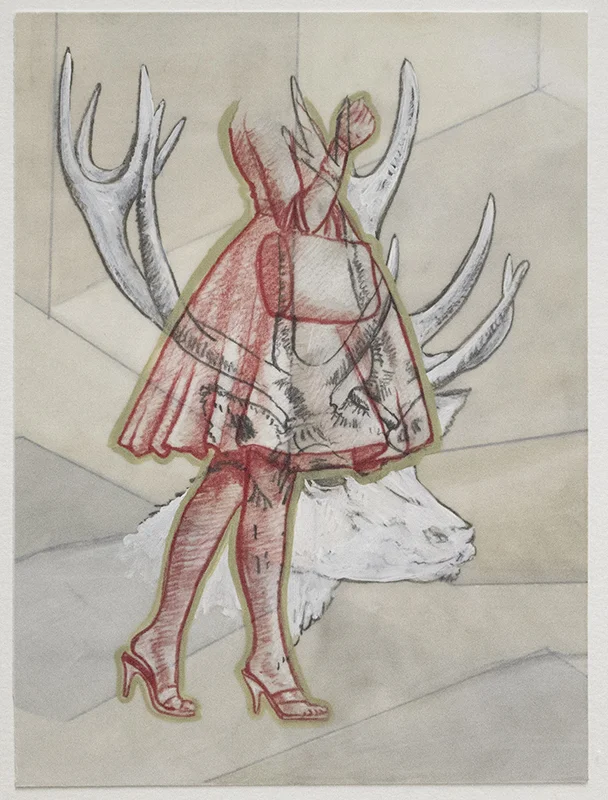 Drawing Conte, Charcoal, Gouache, Acrylic, wax pencil on paper