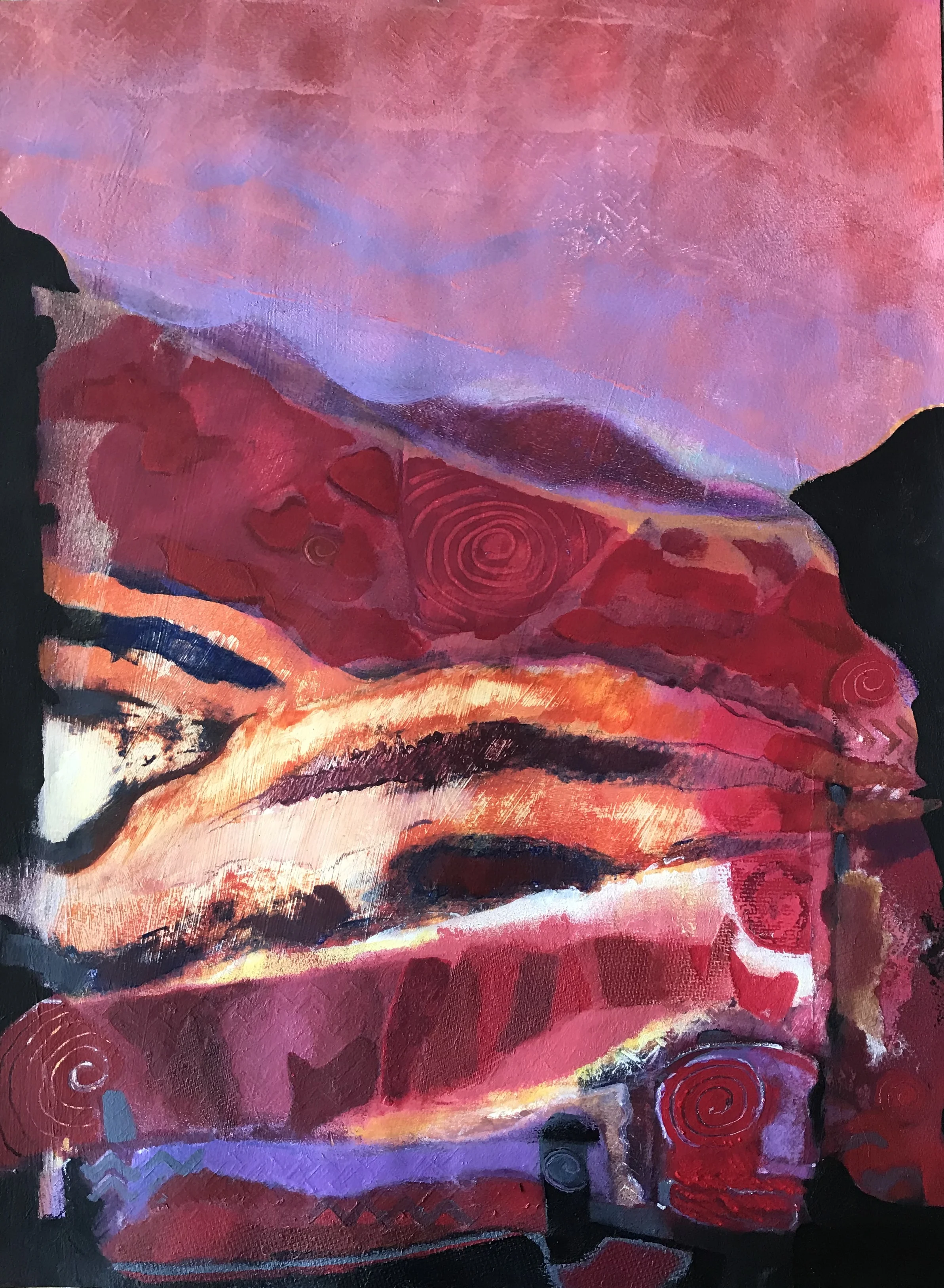 “Red Canyon Sunset” painting acrylic on Strathmore paper 30” x 24”