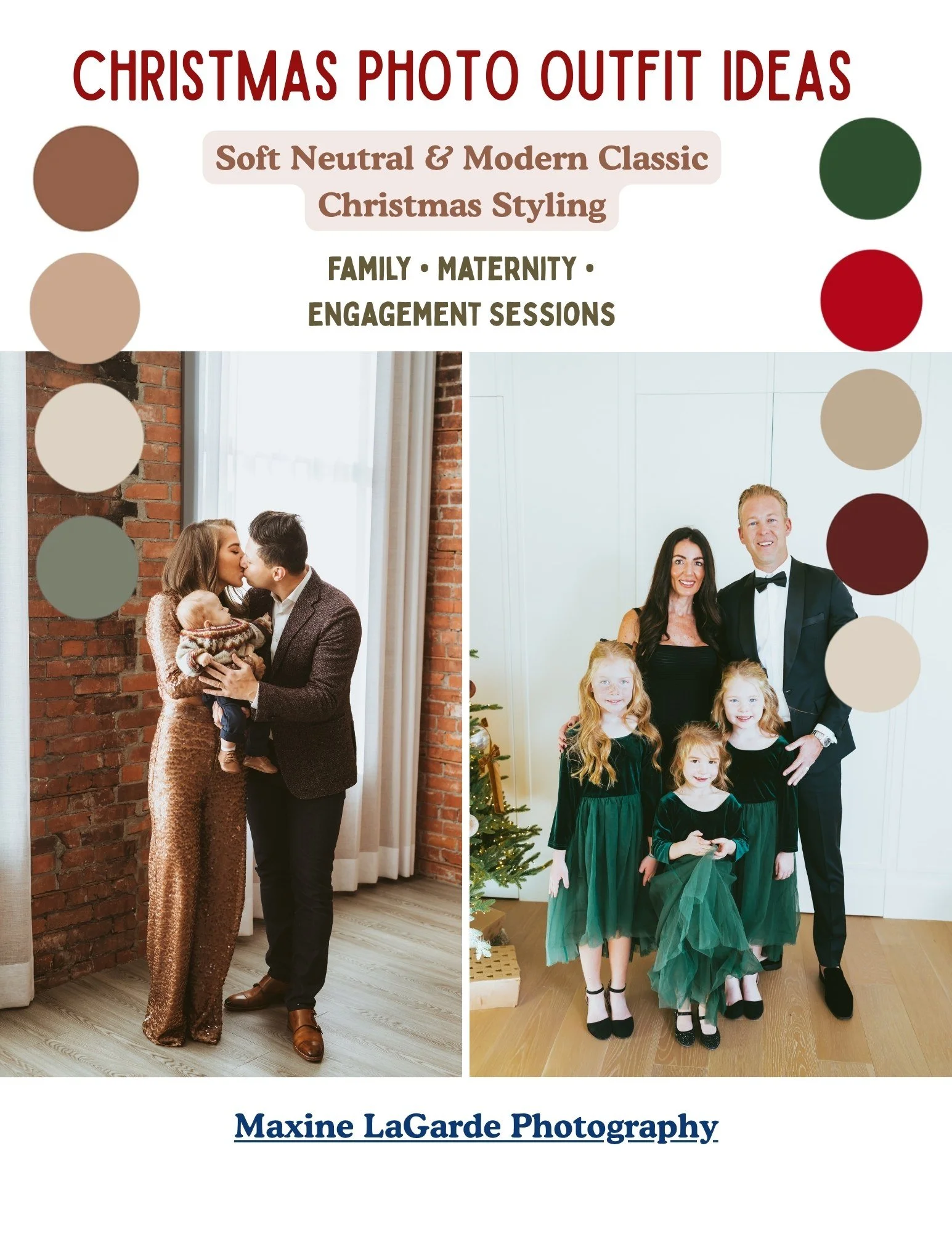 Christmas photo outfit guide featuring modern classic and soft neutral styling inspiration for Alberta family photography.