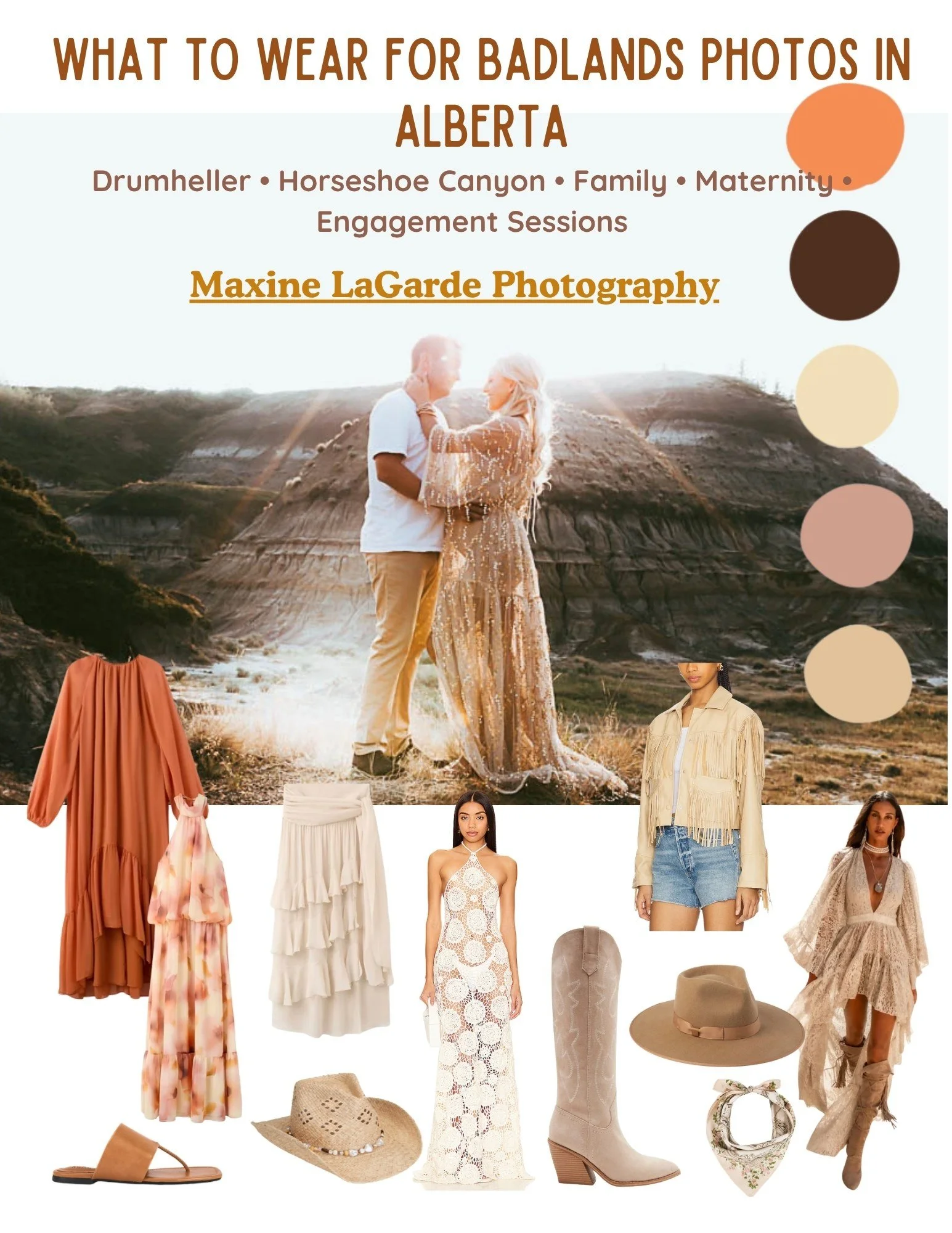 Alberta Badlands style guide for family, maternity, engagement and elopement photos in Drumheller by Maxine LaGarde Photography.