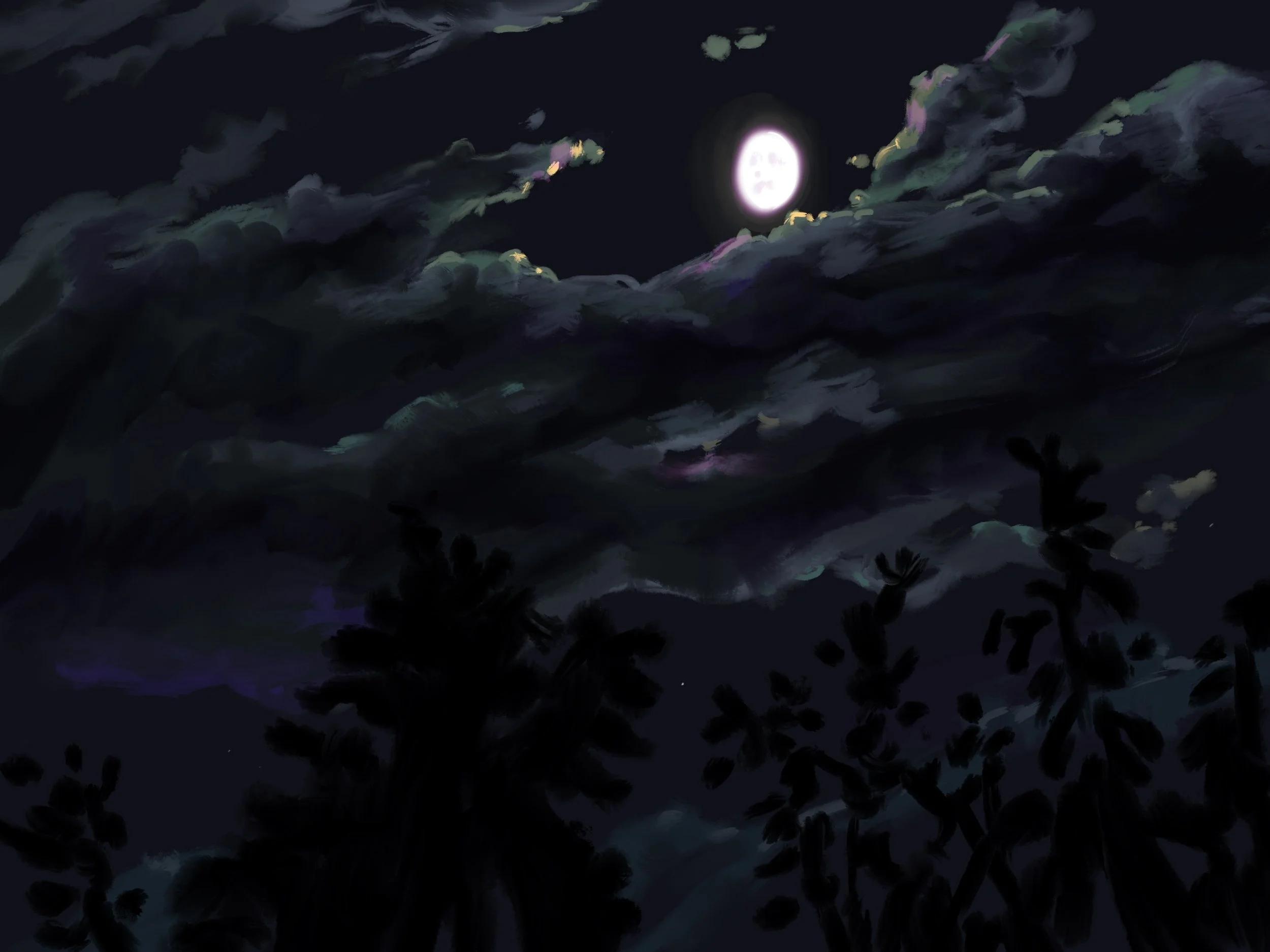 Moonlight through the Car Windshield