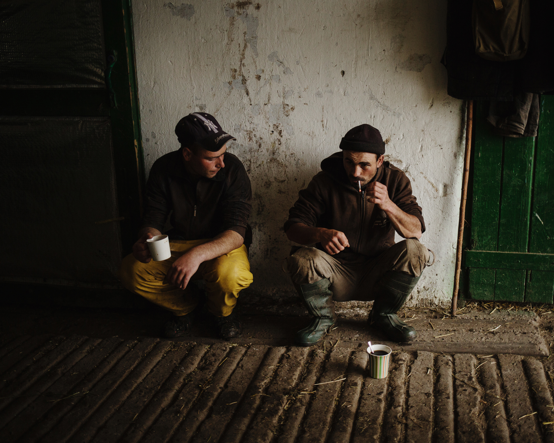  Ceadir-Lunga - In Konstantin Kelesh stud farm, workers during a “coffee and cigarettes break”. 
