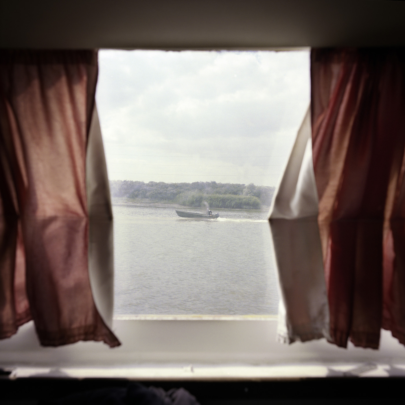  View from the inside of the boat that links up Sulina to Tulcea via the Danube. 