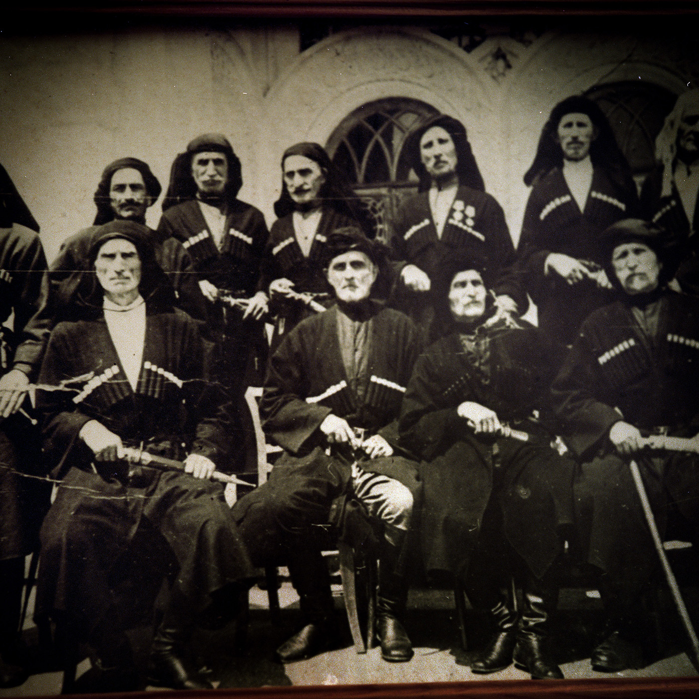  A detail of an old photo of a traditional Abkhaz family. 