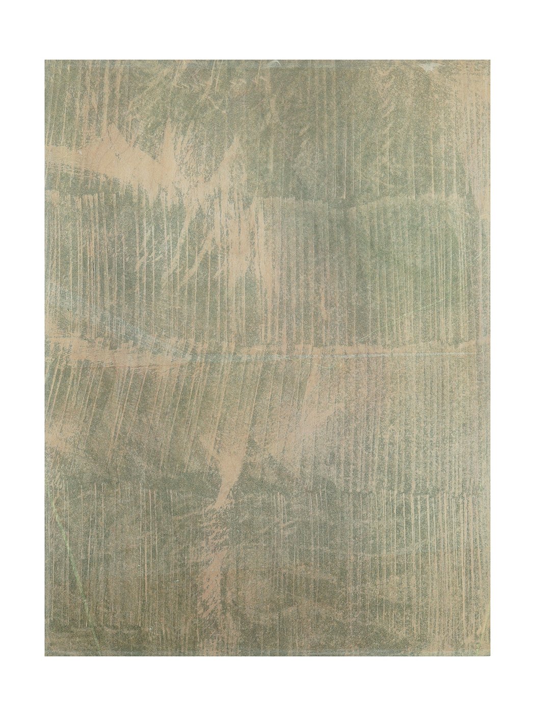 Ghost patterns in yellow light ; Japanese tissue monotypes collaged onto wood panel, 51 × 38 cm, 2025