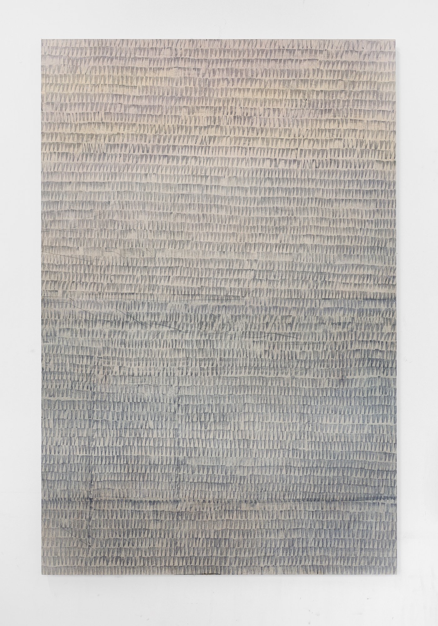 Pale purple to grey waters ; Japanese tissue monotypes collaged onto wood panel, 122 × 81.25 cm, 2024