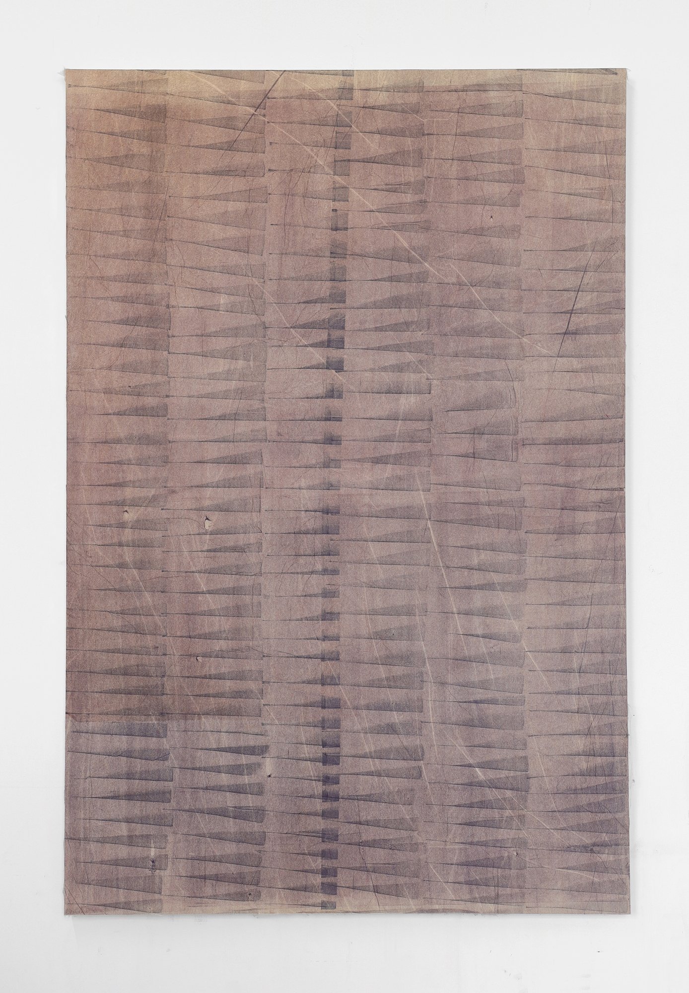 Translucency in plum ; Japanese tissue monotypes collaged onto wood panel, 122 × 81.25 cm, 2024
