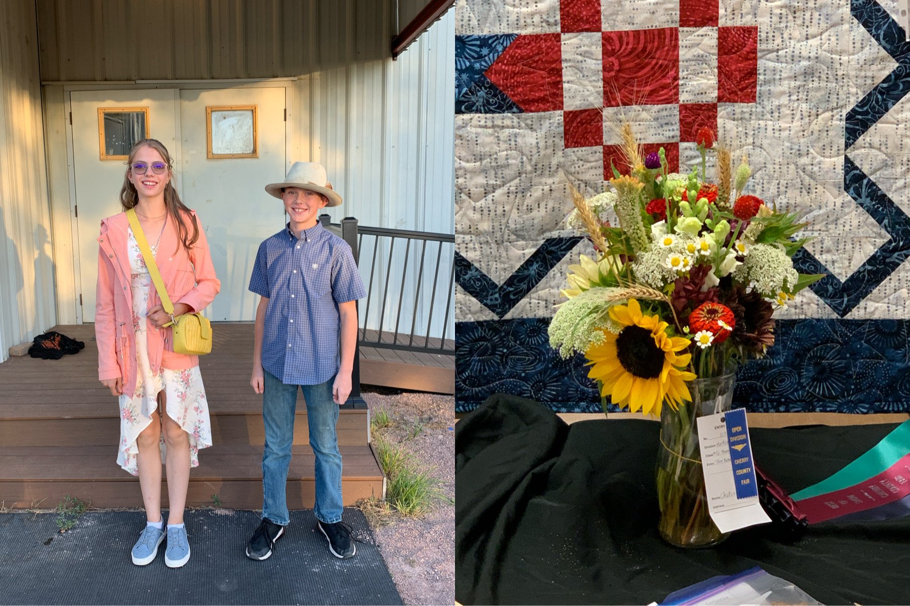  Holden and his cousin, Fiora, had their first junior high dance during homecoming. They all had fun!  One of my bouquets won Best of Show at our local county fair. 