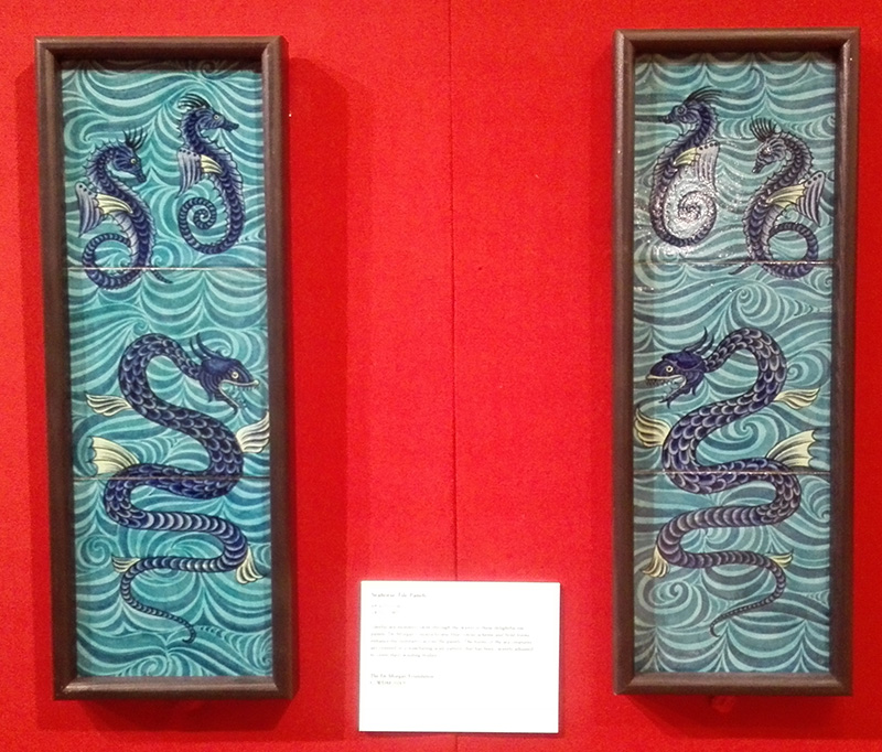 William De Morgan ceramics in an exhibition at the Guildhall gallery