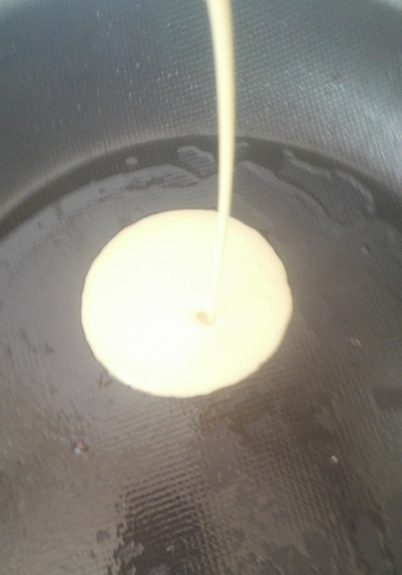 The socca batter is really really runny and that’s okay