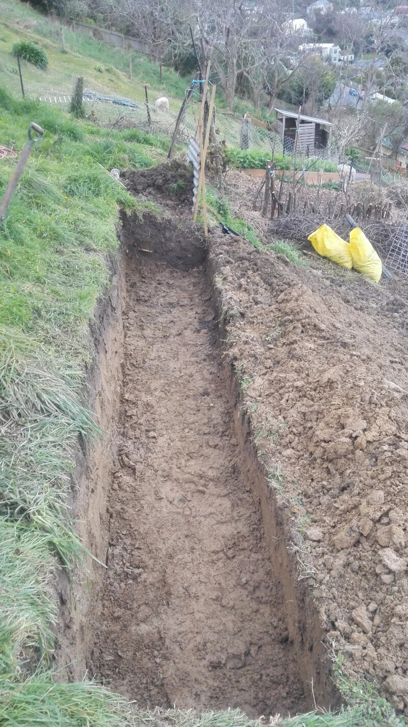 My hand-dug, hand-levelled trench