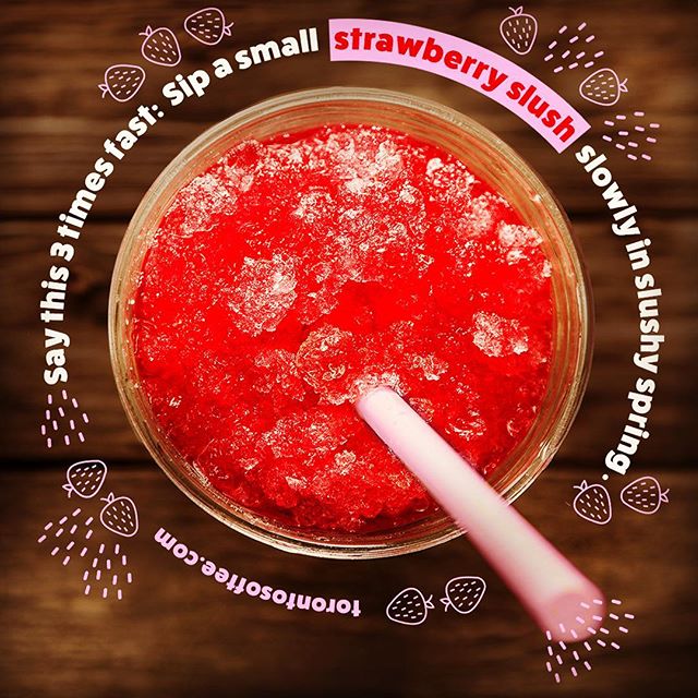 Say it fast, sip it slow.&nbsp;🍓💦
Slush is more fun with a slushy.
#torontosoftee #springtime #slushies #rentals #catering #icecreamtruckto #icecream #twist #blueberry #cherry #grape #lemonlime #orange #watermelon #grapecrush #pinkcrush #sweettooth