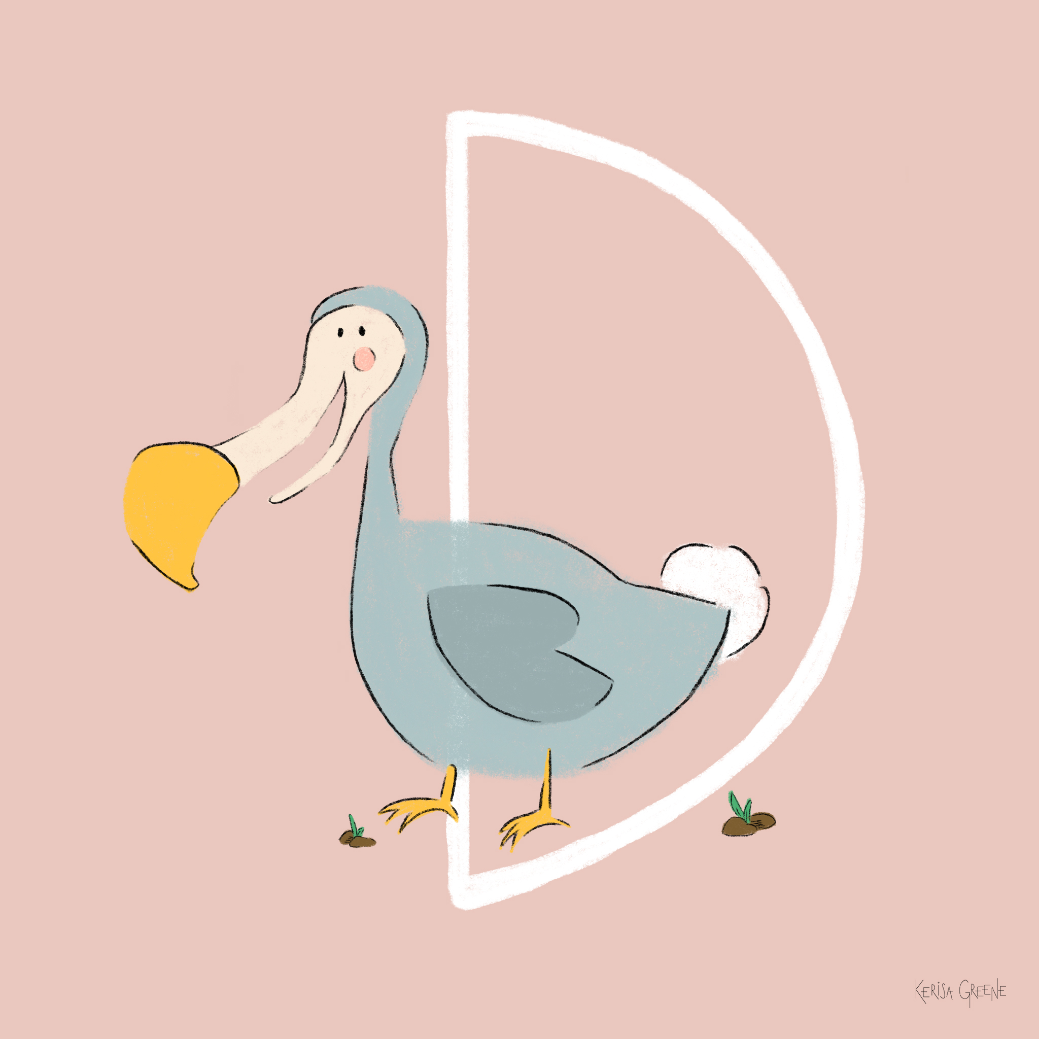 D is for Dodo Bird This extinct flightless bird made an appearance in Alice in Wonderland where it’s believed that the author Lewis Carroll (Charles Dodgson) chose this bird to represent himself because of his stammer... sometimes he would accidentally introduce himself as Do-do-Dodgson.
