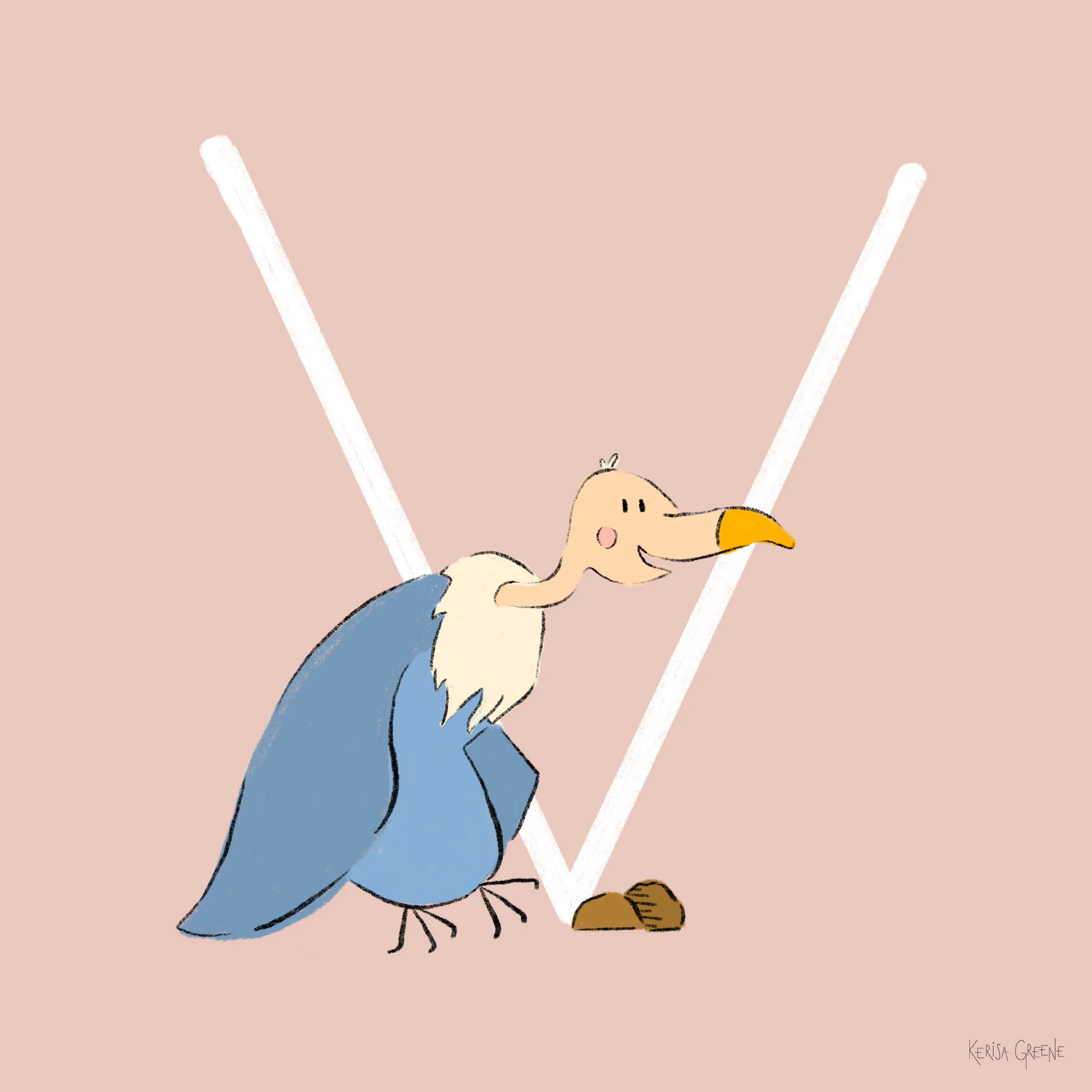V is for Vulture⠀ This cute little hunched scavenger helps prevent the spread of diseases from old, rotting corpses.