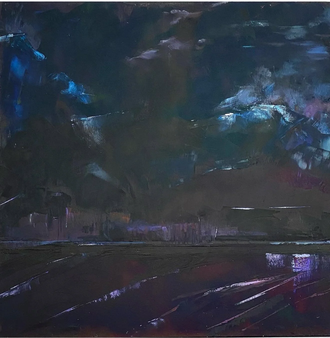  Bay Nocturne  30×30  Oil and Cold Wax on Board 