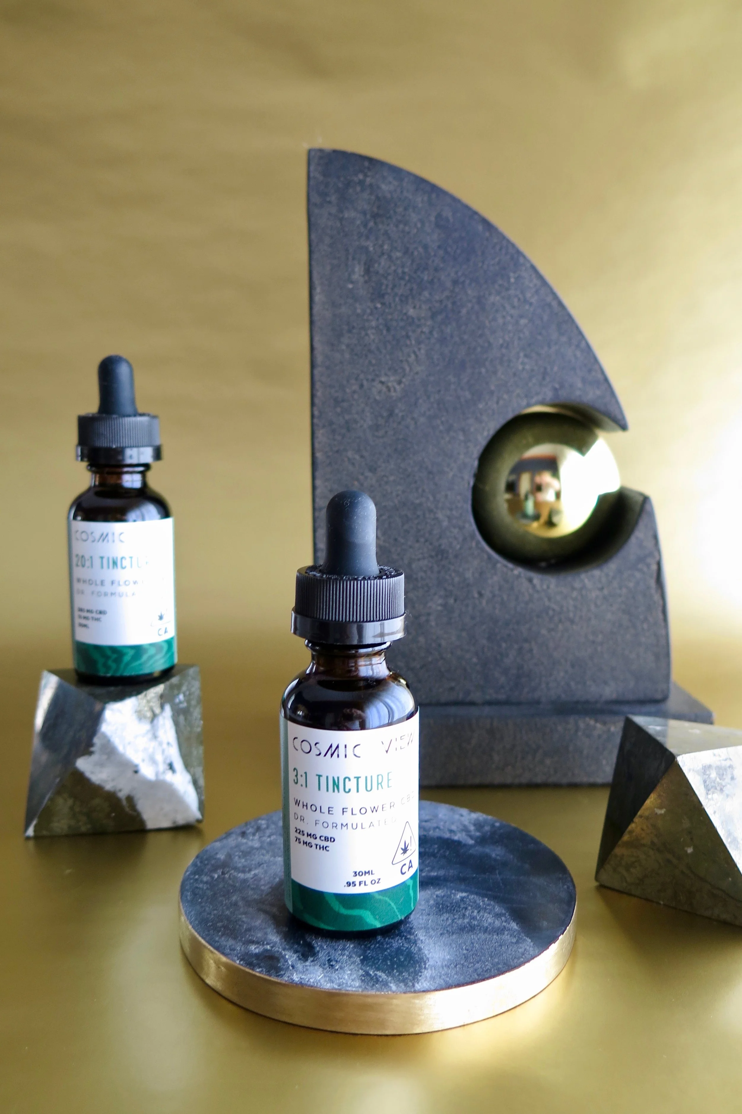 Cosmic View has a line of three masterfully formulated tinctures. Photo: Marcia Gagliardi. © mymilligram. Styling: Christian Jusinski/ Surfacehaus . Props: Jay Jeffers/The Store .