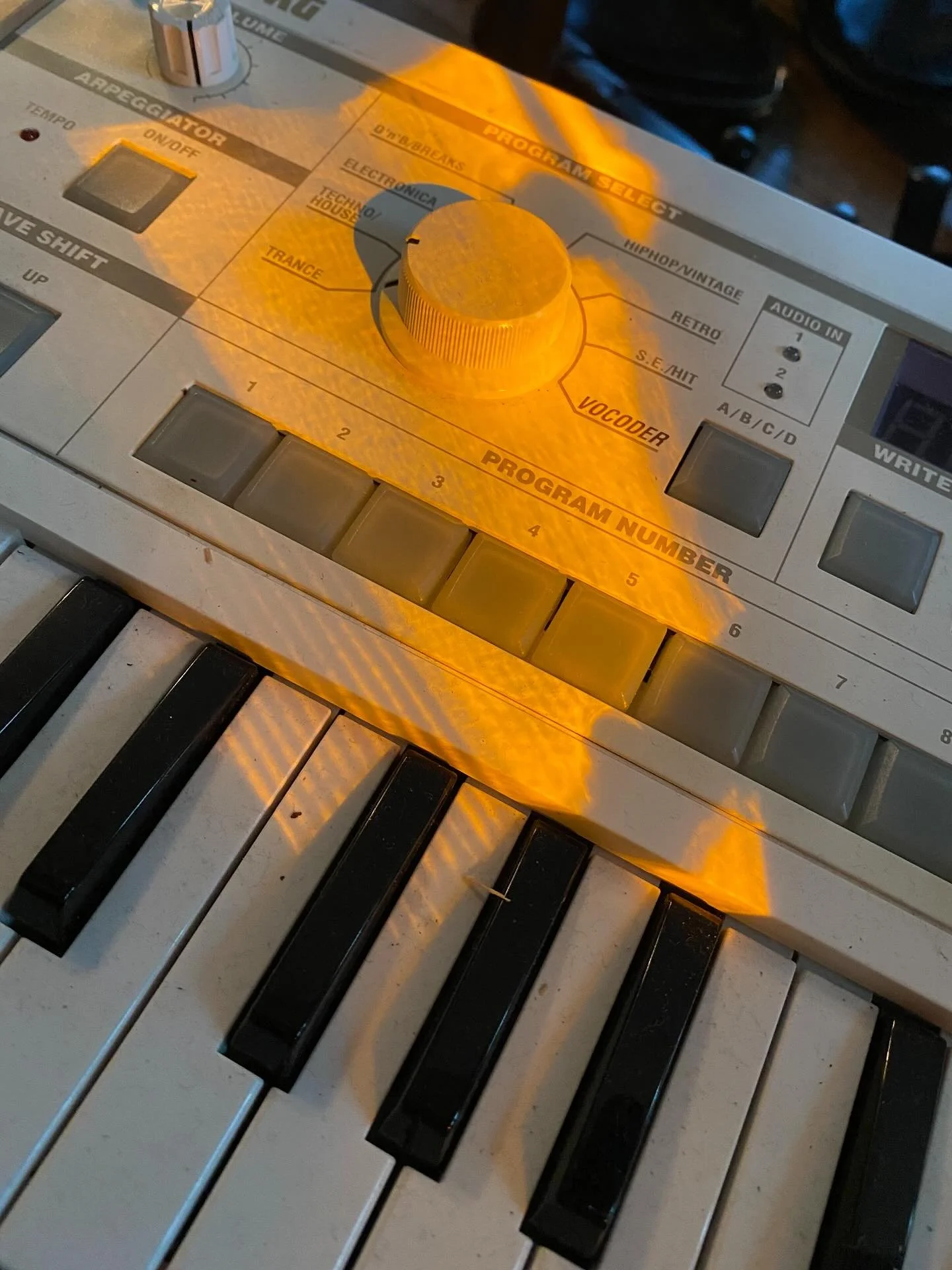 funny, i never thought of synthesizers as beautiful until seen through the orange glow of my @porkpiepercussion #piglitesnare