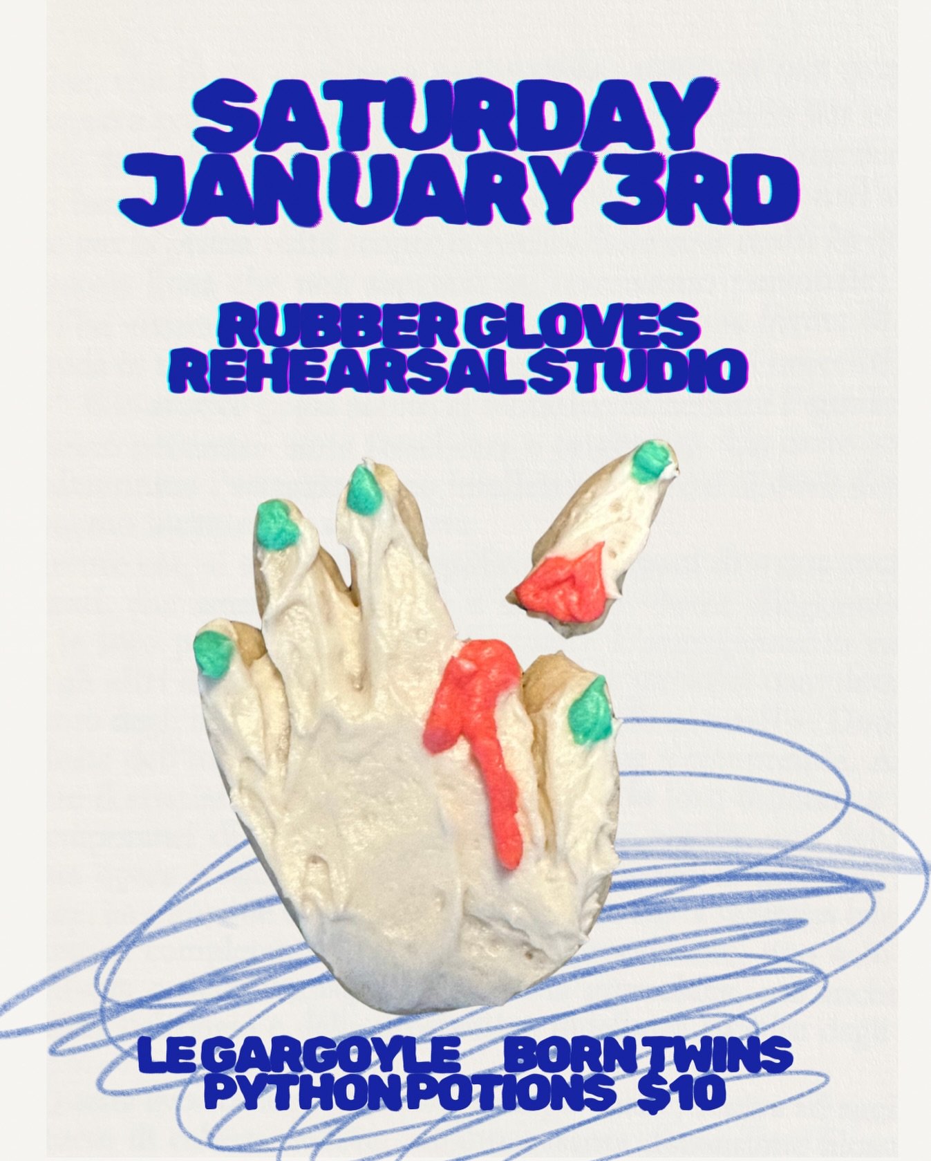 Headed north this weekend to play a few shows including SATURDAY @rgrsdentontx RUBBER GLOVES with @legargoyleband and @pythonpotions ✨

Doors 8, music 9. $10 cover
See you there!