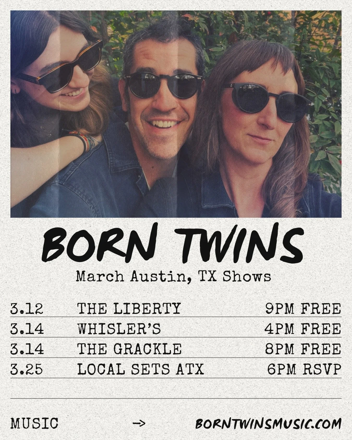 With a new album released just a few weeks ago, this March is a perfect time to catch @borntwinsmusic live! 

#atxmusix #austinmusic #austinmusicscene #atx #austinlivemusic
