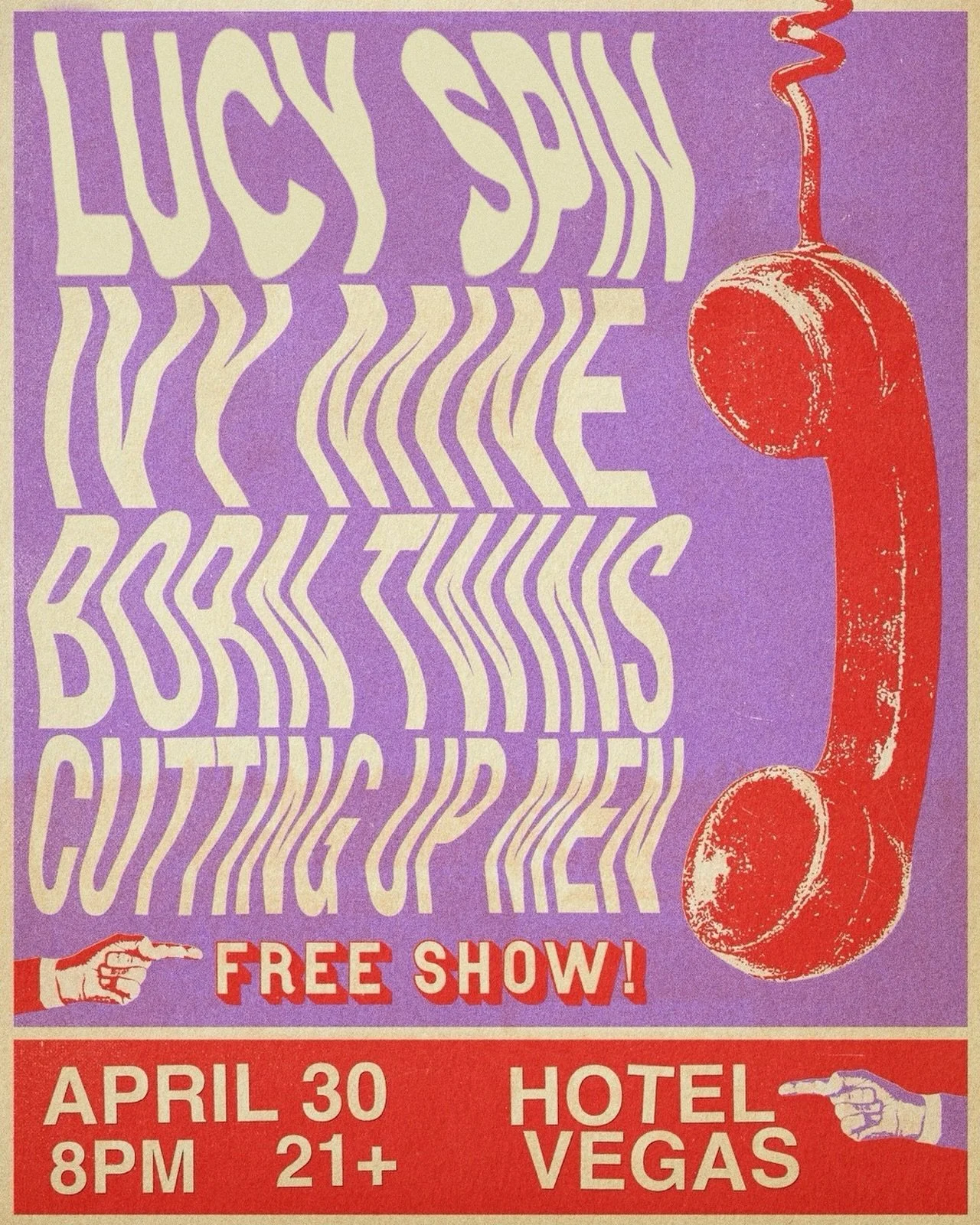 SHOW UPDATE!! the inequitable @lucyspin.band has been added to the show this Thursday at @hotelvegastexas Along with @ivyminemusic @borntwinsmusic and @cutting_up_men this one is sure to please!! 

And it's FREE so pick em up and put em down cuz you'