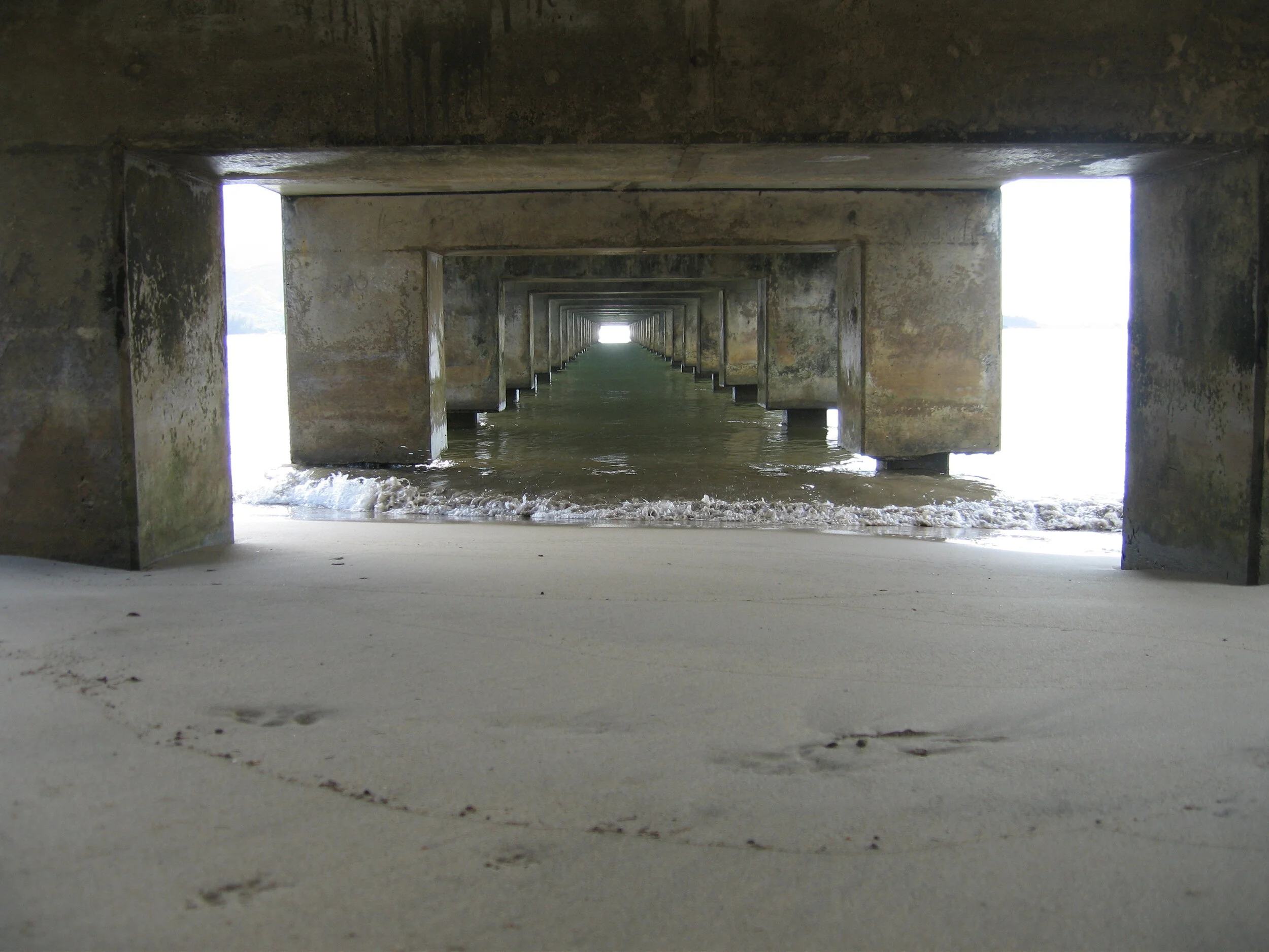 Underneath the Hanalei Pier in Grey by Connie Hunt