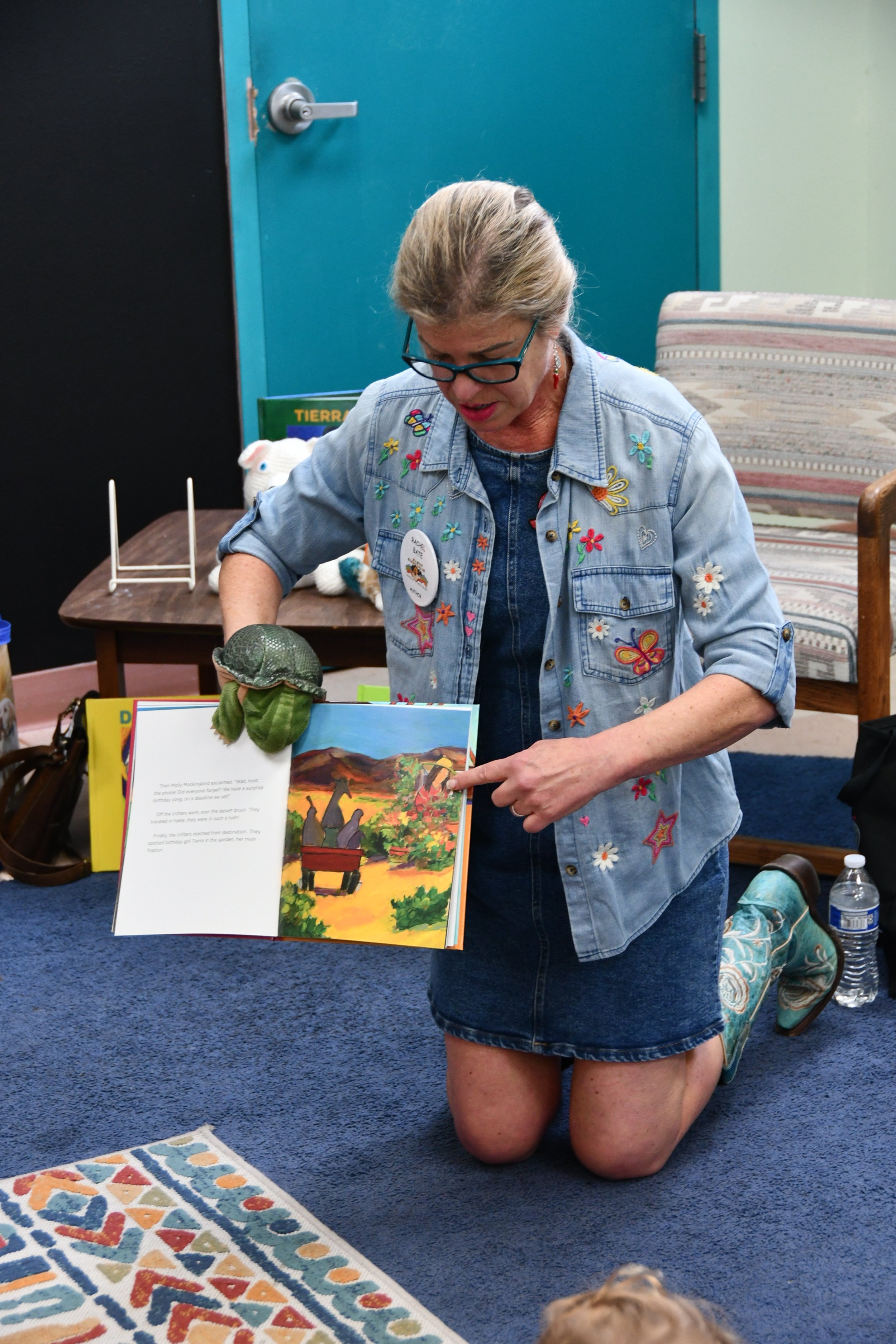 Author Rachel Bate reading from her book, "Turquoise Tale."