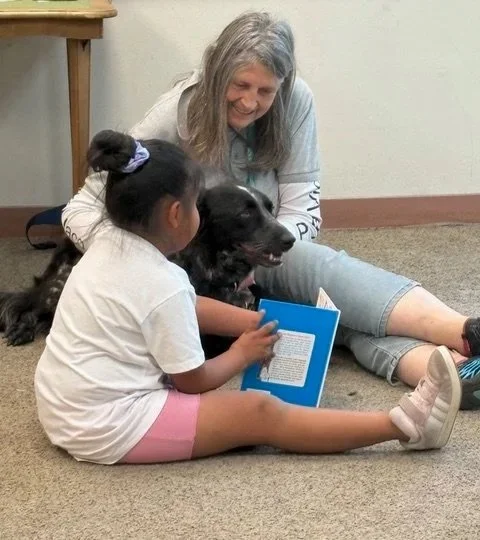 Reading to the dogs!