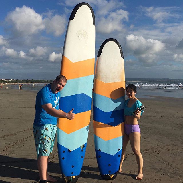 Spent the day learning how to surf. Then i got a massage for the first time in my life, and hung around the beach for the sunset. #itsagoodlife #ilovemywife #honeymoon #bali