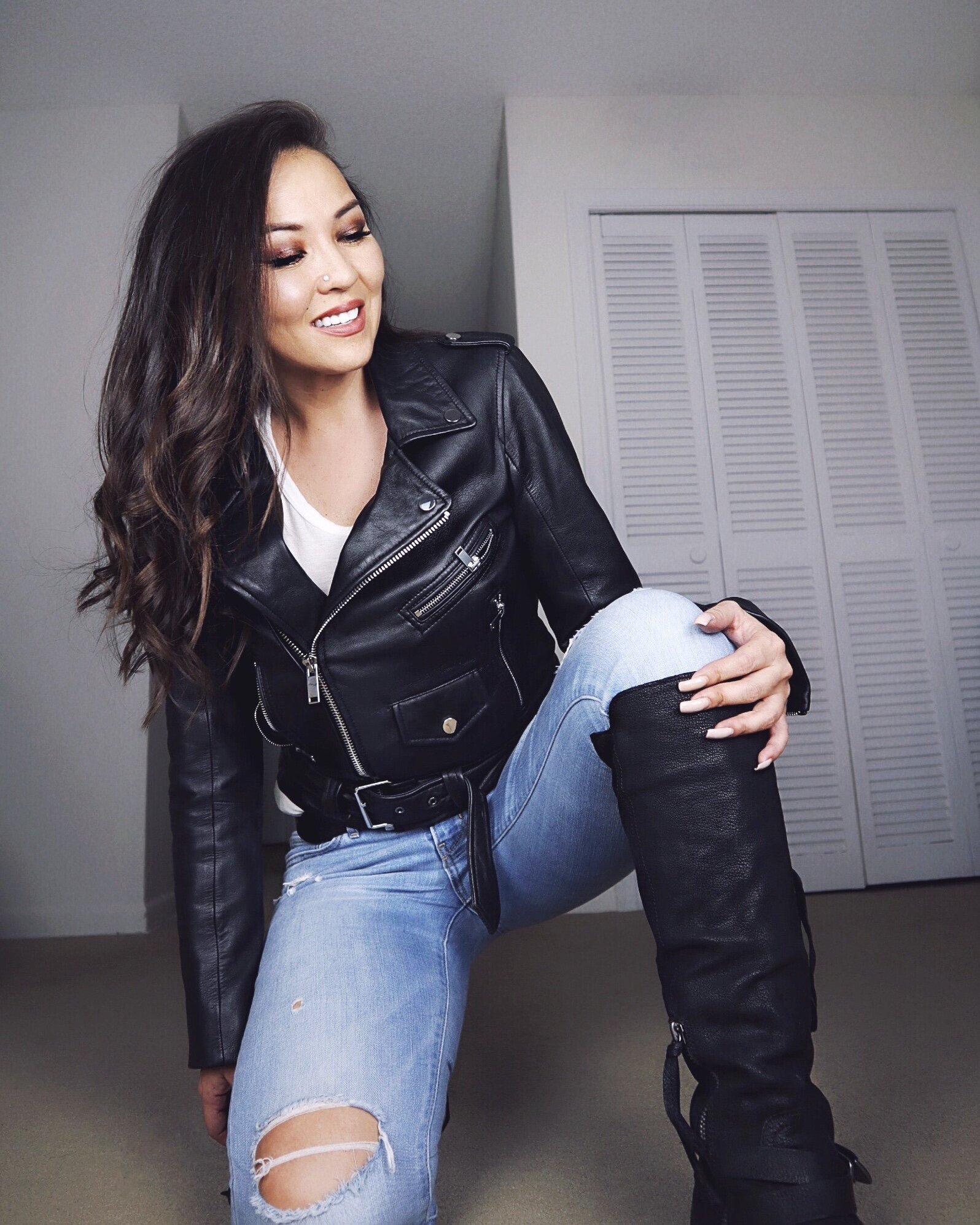 Leather Moto Jacket Skinny Jeans And Leather Moto Boots Uyanga Khan Outdoor jacket,fashion knits & jeans blouse, , , whisker washed denim jeans, 12 oz cotton spandex jeans, me utton. leather moto jacket skinny jeans and