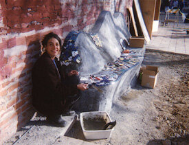  Praba Pilar working on mosaic tile installation 